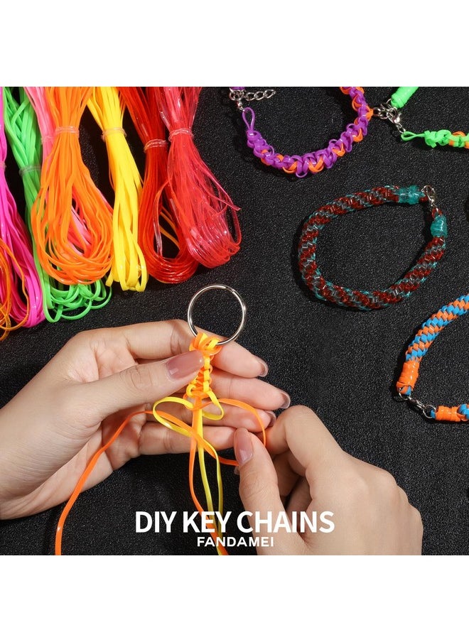 FANDAMEI Fandamei Lanyard String Kit, 12 Colors Plastic String Lacing Cord, Bright and Glitter Color, Lanyard String for Crafts, Bracelets and Jewelry Making String Weaving Kit for Craft DIY  - Image 4