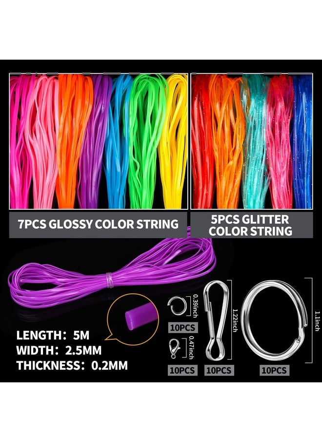 FANDAMEI Fandamei Lanyard String Kit, 12 Colors Plastic String Lacing Cord, Bright and Glitter Color, Lanyard String for Crafts, Bracelets and Jewelry Making String Weaving Kit for Craft DIY  - Image 2
