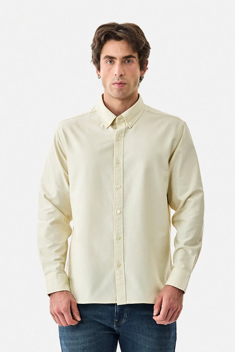 سنيتش Yellow Solid Long Sleeve Regular Fit Shirt