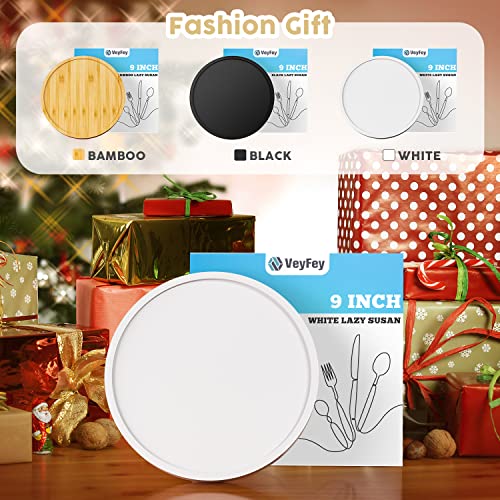 VeyFey Turntable Vanity Tray 9 Inch for Perfume Candle, Bamboo Kitchen Sink Countertop Organizer for Keep Glass, Sponge and Soap Bathroom Countertop Organizer White - Image 5