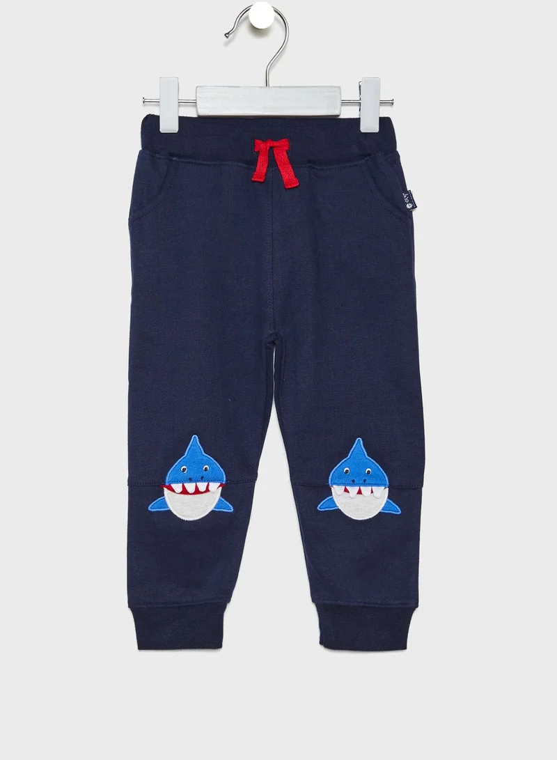 JoJo Maman Bebe Kids Shark Applique Sweatpants