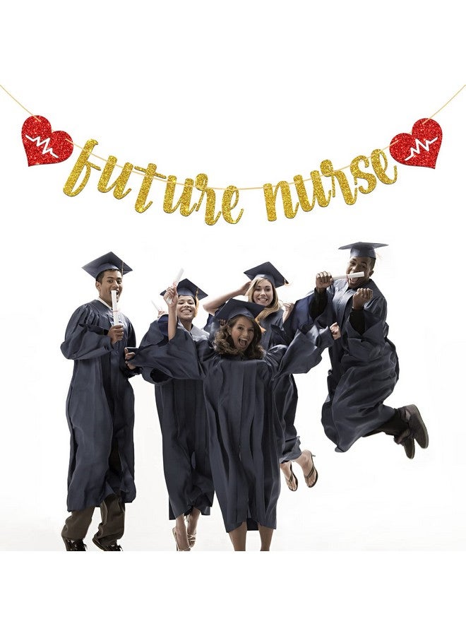 WeBenison Future Nurse Banner/Congrats Nurse Party Banner/Medical School Nurse Graduation Party Decorations Gold Glitter - Image 5
