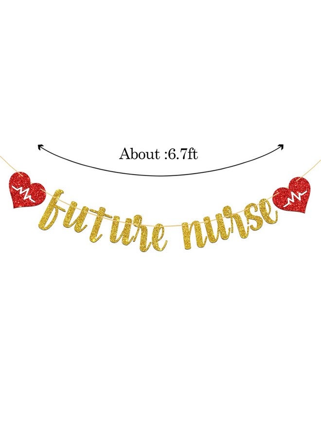 WeBenison Future Nurse Banner/Congrats Nurse Party Banner/Medical School Nurse Graduation Party Decorations Gold Glitter - Image 2