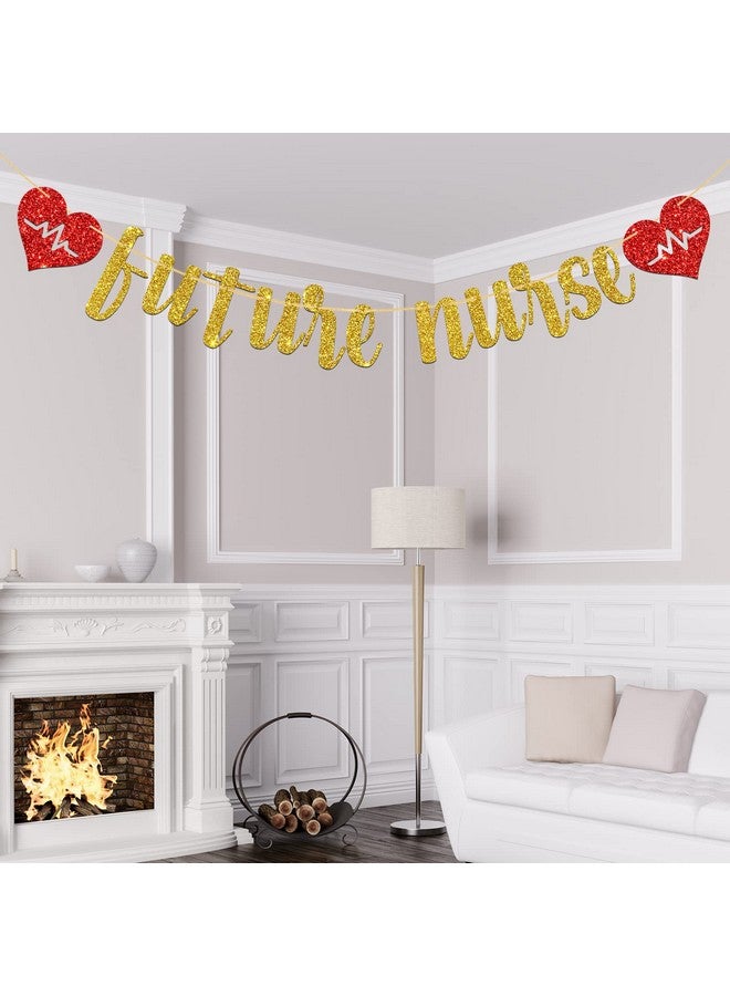 WeBenison Future Nurse Banner/Congrats Nurse Party Banner/Medical School Nurse Graduation Party Decorations Gold Glitter - Image 4