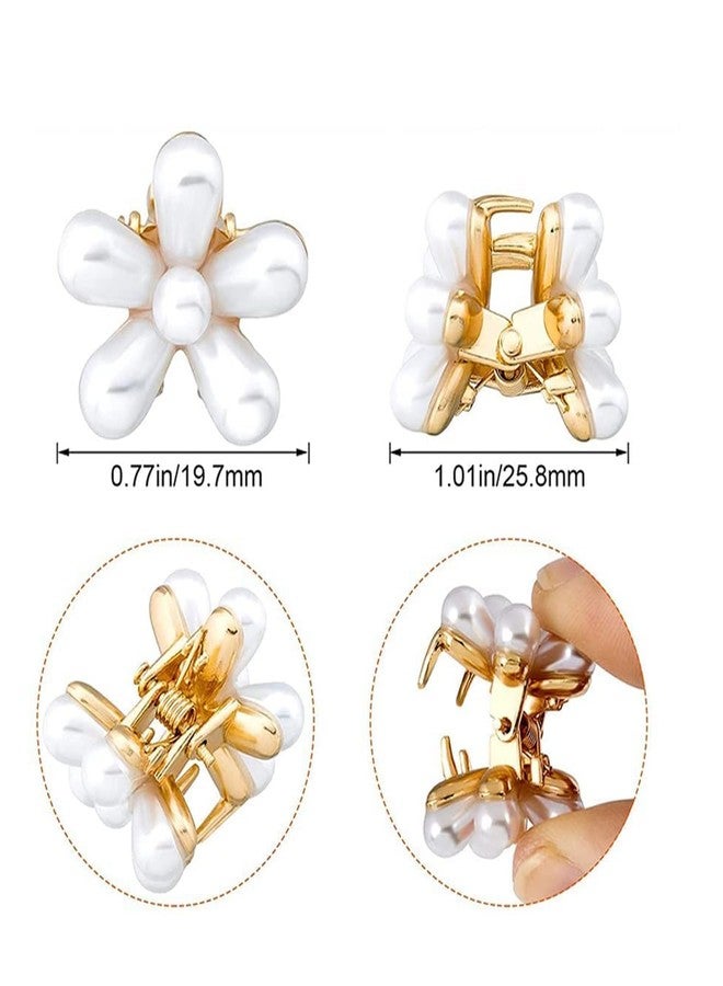 مشابك شعر صغيرة فاخرة على الطراز الكوري مزينة باللؤلؤ، مع علبة تخزين، بتصميم زهور، إكسسوارات شعر مزخرفة للنساء والفتيات (عبوة من 12 قطعة) - Image 2