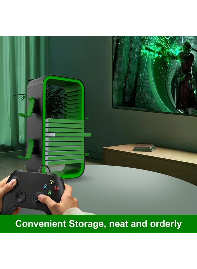 Black Gaming Storage Tower For PS5 PS4 Xbox Series And Switch OLED 2 In 1 Organizer - Image 4
