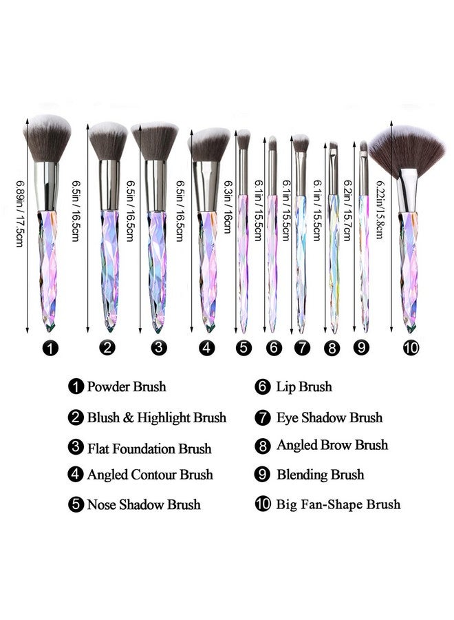 Kingtree Crystal Makeup Brush Set 10Pcs Sparkling Makeup Brushes Premium Synthetic Bristles Foundation Blush Concealer Eyeshadow Make Up Brush For Women Girls - Image 5