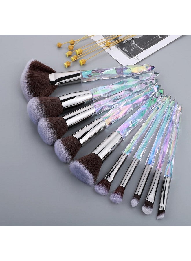 Kingtree Crystal Makeup Brush Set 10Pcs Sparkling Makeup Brushes Premium Synthetic Bristles Foundation Blush Concealer Eyeshadow Make Up Brush For Women Girls - Image 2