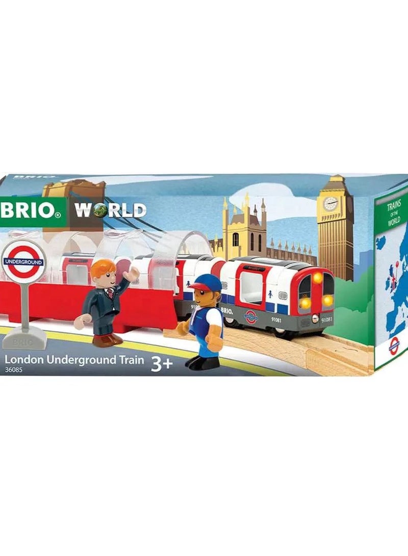 BRIO London Underground Train Set 36085 – Iconic British Metro Toy with Tunnel, Lights, Sounds & Figures – Wooden Railway Compatible – Ages 3+ | 36085-B - Image 1