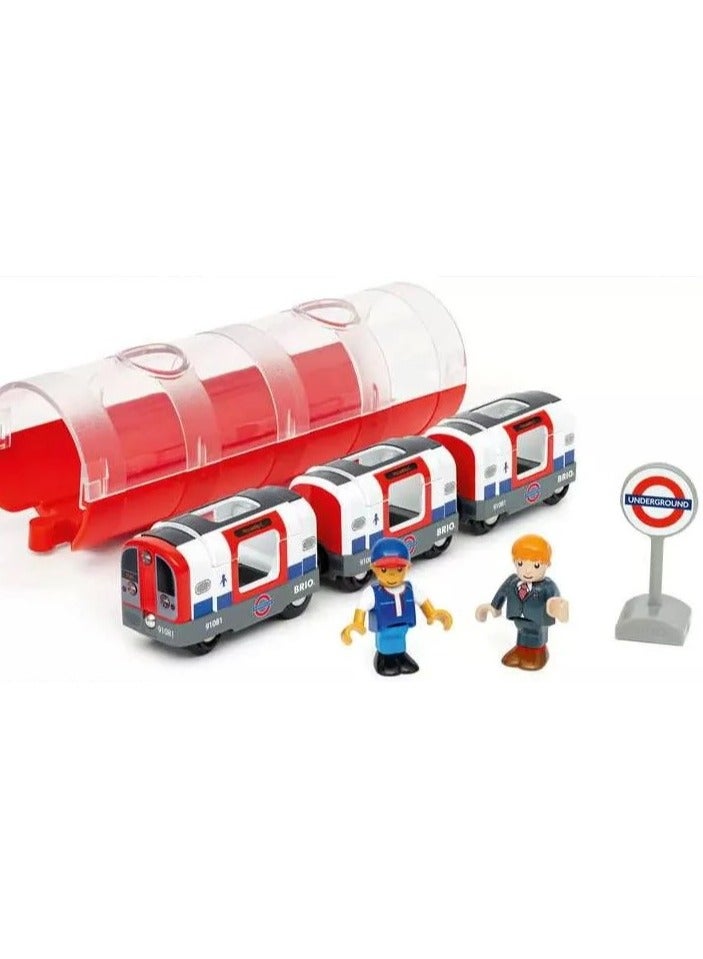 BRIO London Underground Train Set 36085 – Iconic British Metro Toy with Tunnel, Lights, Sounds & Figures – Wooden Railway Compatible – Ages 3+ | 36085-B - Image 2