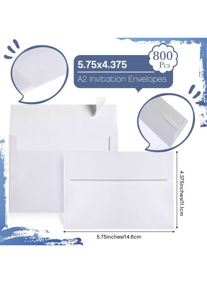 Fainne 800 Pcs Envelopes Self Adhesive Printable Envelopes Bulk For Invitation Wedding Baby Shower Photography Thank Notes Postcard Greeting Card Mailing Graduation (White A2 5.75 X 4.375 Inch) - Image 2