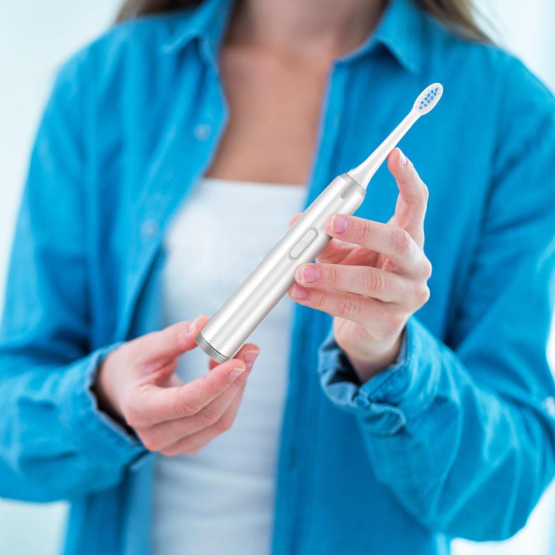 فرشاة أسنان كهربائية للكبار مع 5 رؤوس فرشاة فائقة النعومة مقاومة للماء تعمل بالبطارية صوتية - Image 5