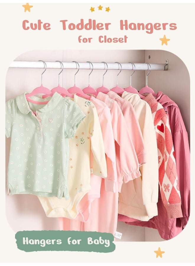 HOUSE DAY 50 Pack Pink Velvet Baby Hangers,Infant & Toddler Clothes, Durable Non Slip Baby Felt Hangers Pink, 11 Inch Baby Hangers for Closet, Ideal for Everyday Use. - Image 3