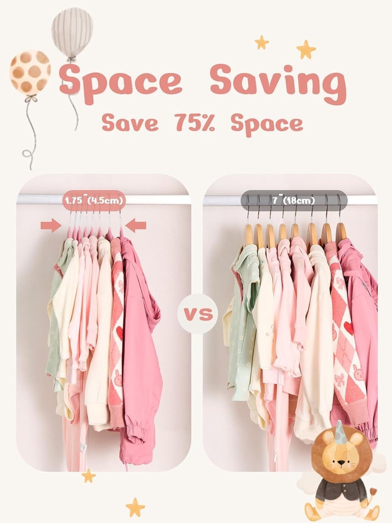 HOUSE DAY 50 Pack Pink Velvet Baby Hangers,Infant & Toddler Clothes, Durable Non Slip Baby Felt Hangers Pink, 11 Inch Baby Hangers for Closet, Ideal for Everyday Use. - Image 5
