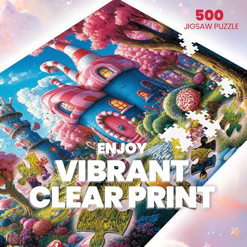 lamplig 500 Piece Puzzles for Adults Fantasy Candy Puzzle Cute Fairytale Town Jigsaw Puzzles 500 Pieces with Letters on Back Present for Adults and Home Decor 11 Poster 205x149 - Image 5