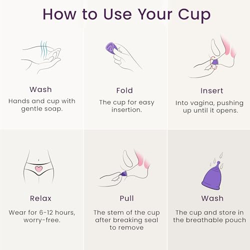 EcoBlossom Reusable Menstrual Cup Set - The Most Reliable Medical Grade Silicone Period Cups - Comfortably use for 12 Hours (2 Large Cups) - Image 3