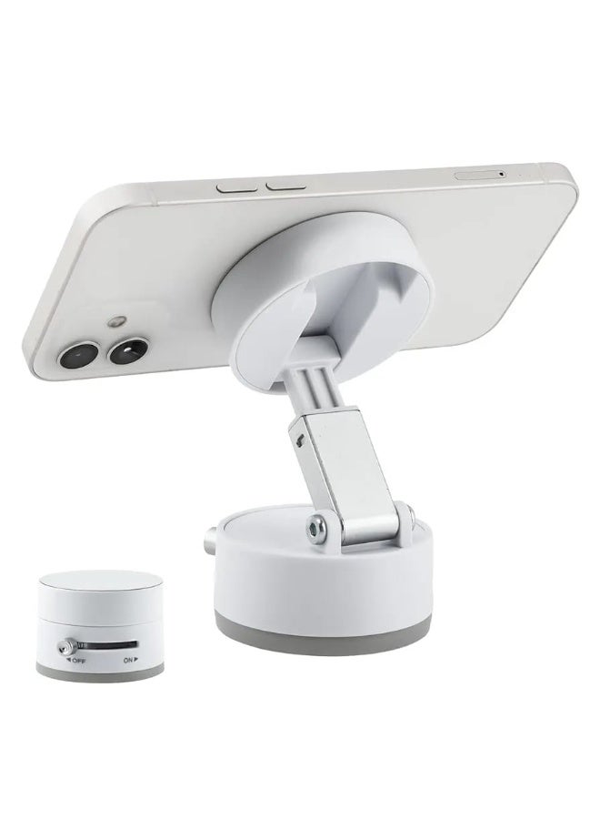 Acnor Vacuum Magnetic Phone Holder Updated Suction Cup Phone Mount Foldable and Portable Easy to Operate and Durable Multi-scenario Application 360° Adjustable for Gym/Kitchen/Bathroom/Car/Desktop(White) - Image 2