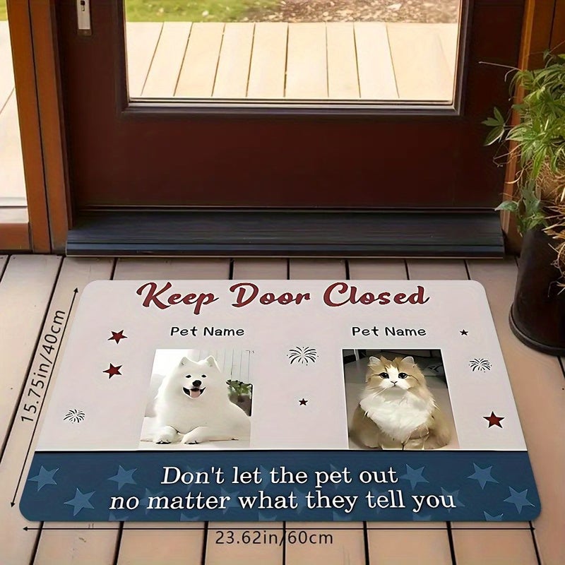 Custom Photo Text Design Rug 40x120cm With Dog Cat Names Non Slip Flannel Home Gift - Image 2