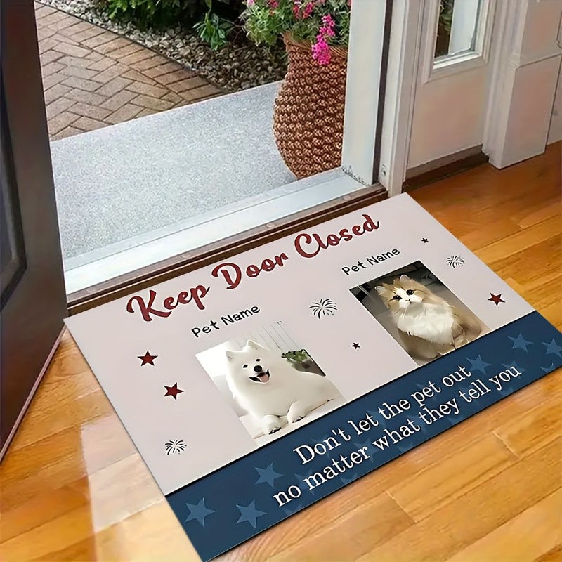 Custom Photo Text Design Rug 40x120cm With Dog Cat Names Non Slip Flannel Home Gift - Image 5