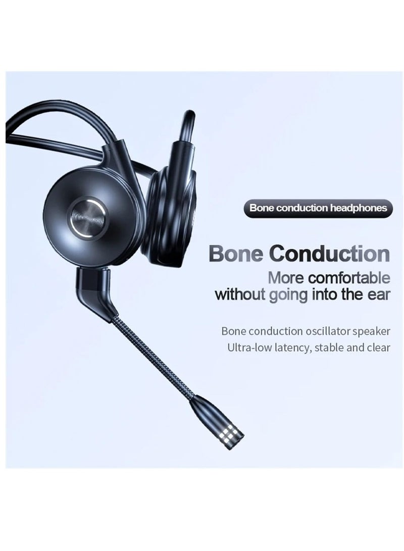 Excefore Bone Conduction Sports Gaming Headset Bluetooth 5.0, Wireless Stereo Open-Ear Headphones with Noise-Canceling Boom Microphone, for Running Hiking Home Office Conference Calls, Black - Image 2