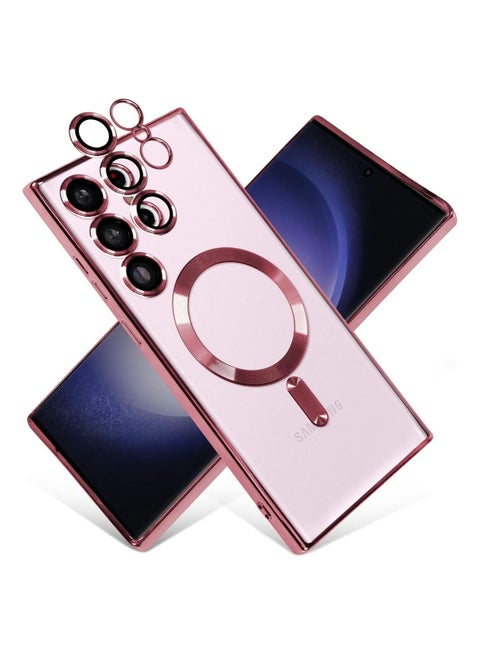 Magnetic Clear Case for Samsung Galaxy S23 Ultra with Camera Lens Protector Magsafe Compatible Electroplated Soft TPU Shockproof Anti-Scratch Phone Case