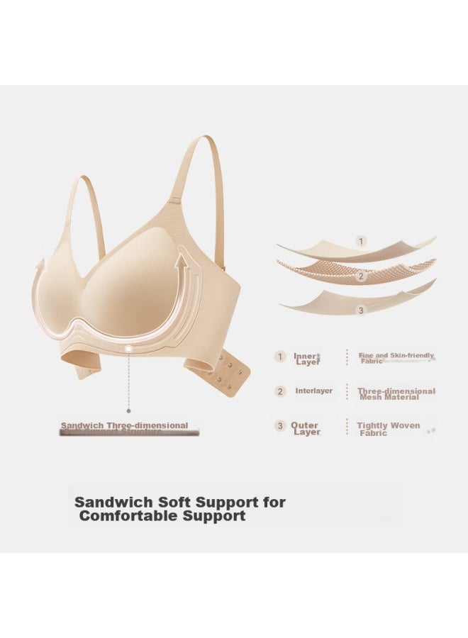 LUCKMEEY Luckmeey Soft Support Bra For Women, Side Support, Thin, Push-up, Wireless, Seamless Bra For Small Breasts, Gray Purple, Size S  - Image 1