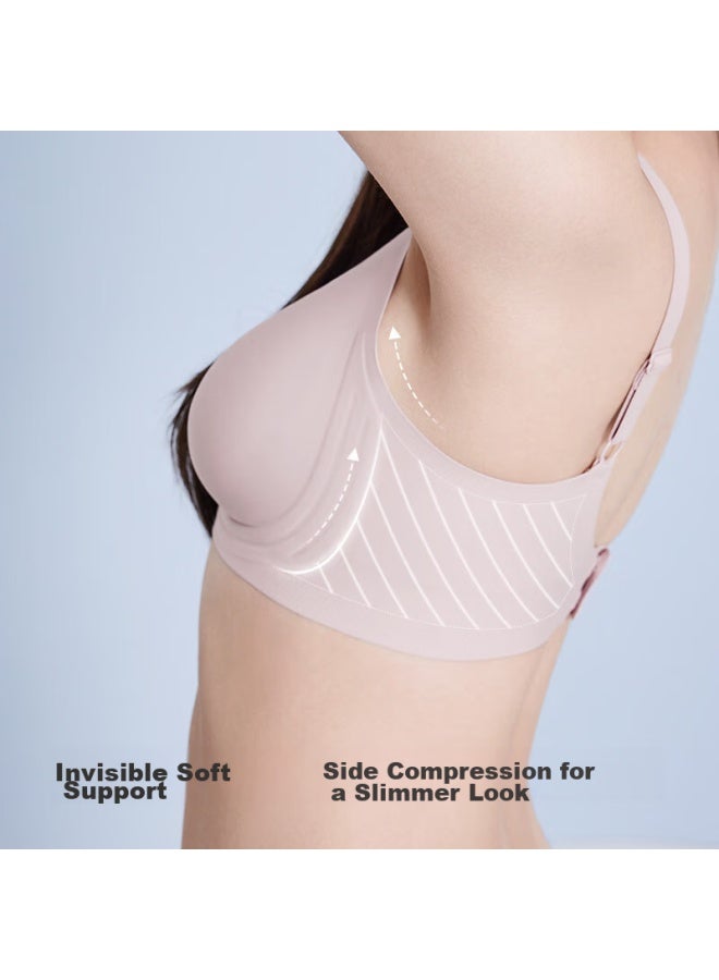 LUCKMEEY Luckmeey Soft Support Bra For Women, Side Support, Thin, Push-up, Wireless, Seamless Bra For Small Breasts, Gray Purple, Size S  - Image 3