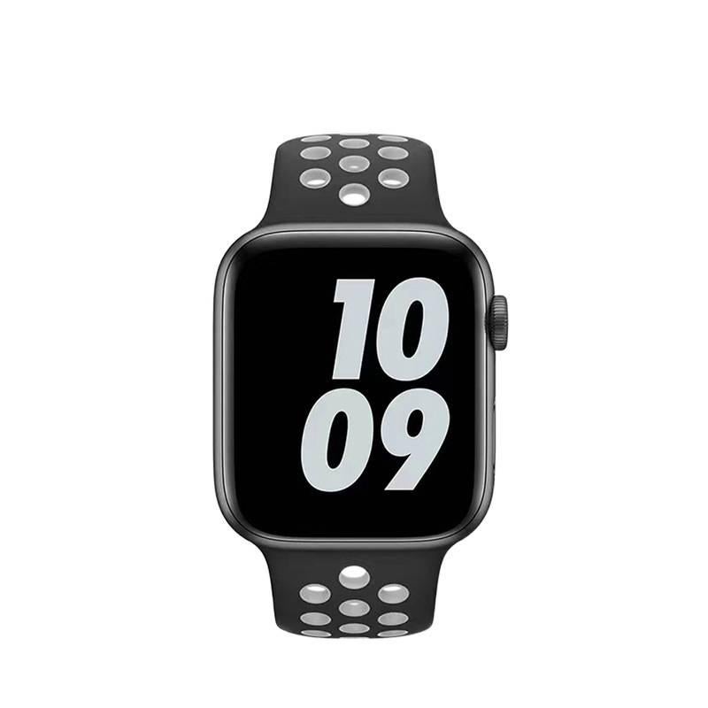 سوار ساعة ذكية سوار رياضي من السيليكون متوافق مع Apple Watch بملاءمة قابلة للتعديل وحزام بديل للاستخدام اليومي باللون أسود قابل للتعديل - Senko Aura - Image 1