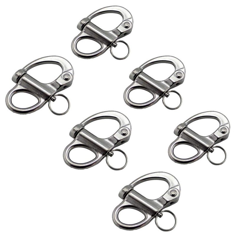 Generic PETSTARCX 6Pack Snap Shackle Quick Release Bail Rigging Sailing Boat Marine Part Depot Stainless Steel Swivel Eye Snap Shackle (35mm)  - Image 1