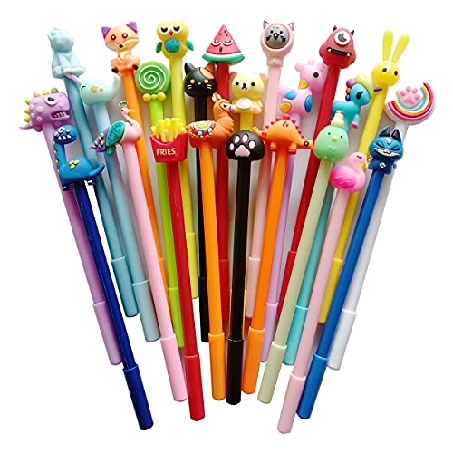 sencoo 24 pack Black Erasable Pens Kiddie Kawaii Cute Cartoon Gel Ink Pens Assorted Style Writing Pens for Birthday Present School Prize Student Gift Fun Girl Pens (erasable black) - Image 3