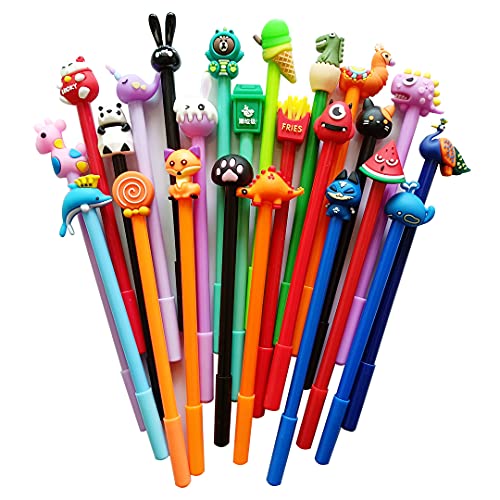 sencoo 24 pack Black Erasable Pens Kiddie Kawaii Cute Cartoon Gel Ink Pens Assorted Style Writing Pens for Birthday Present School Prize Student Gift Fun Girl Pens (erasable black) - Image 4