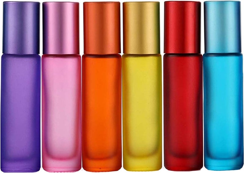 JamHooDirect Essential Oil Roll Bottles - 10ml Premium Quality Glass Refillable Roll On Roller Bottles with Lid Opener Pry Tool, Set of 6 for Aromatherapy, Essential Oils 