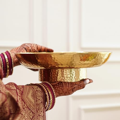 BEHOMA Golden Aluminium Hammered Urli Bowl 10" | Premium Wedding Dcor | Perfect for Mandap, Haldi, Mehendi, Reception & Durga Puja Decoration | Ramadan Floating Flower & Diya Decorative Bowl | 1000 ml - Image 3