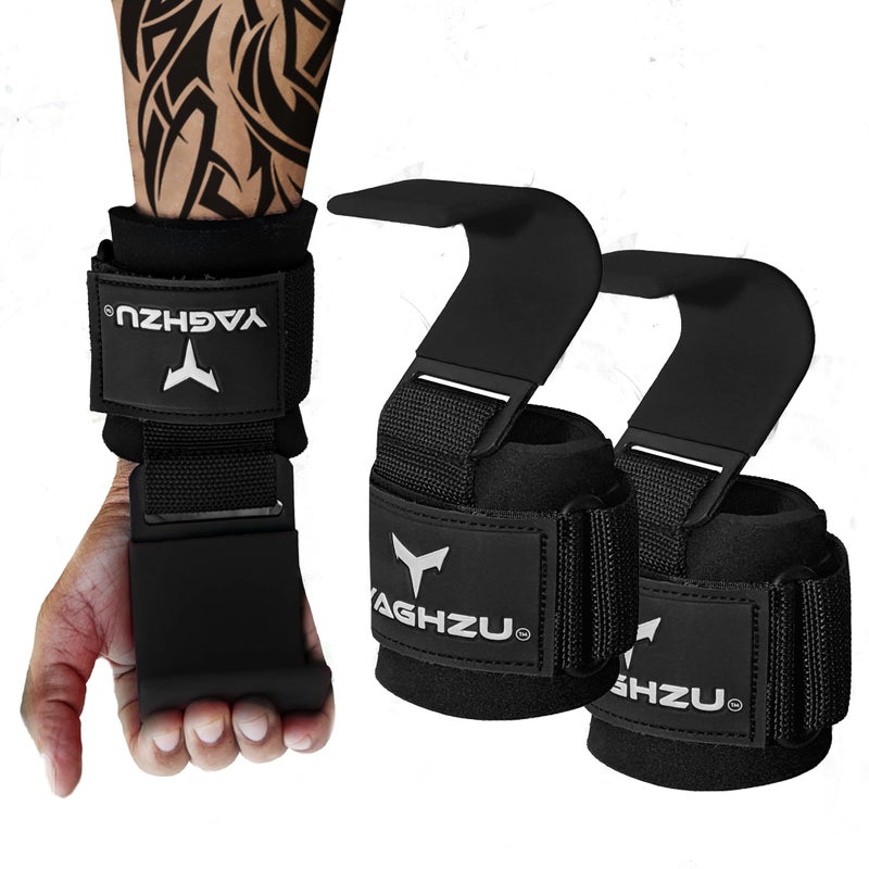 YAGHZU Weight Lifting Hooks, Padded Weight Lifting Straps Wrist Straps for Men and Women, Premium Deadlift Straps for Weightlifting and Powerlifting, Weight Lifting Gloves for Pull Ups - Image 1