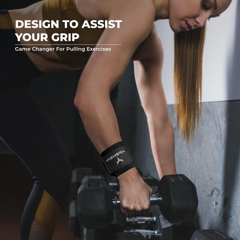 YAGHZU Weight Lifting Hooks, Padded Weight Lifting Straps Wrist Straps for Men and Women, Premium Deadlift Straps for Weightlifting and Powerlifting, Weight Lifting Gloves for Pull Ups - Image 4