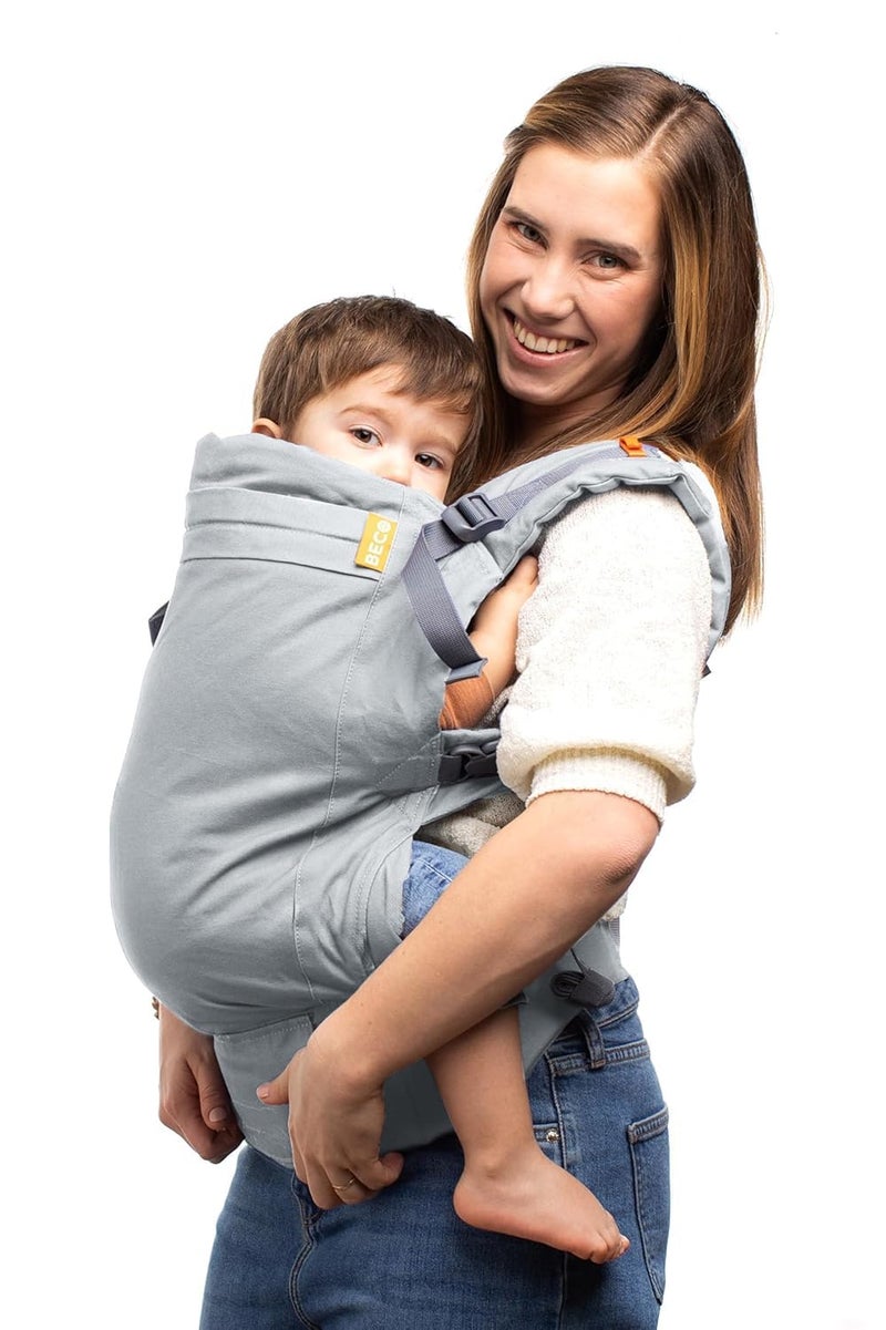 Beco Baby Carrier Toddler Carrier with Extra Wide Seat, 100% Cotton Toddler Carrying Backpack Style and Front-Carry, Lightweight & Breathable Child Carrier, 20-60 lbs (Grey) - Image 1