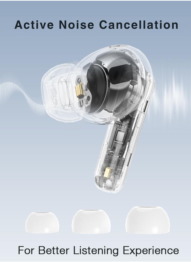WISME - TWS Wireless Earbuds Bluetooth 5.3 – Touch Control, Active Noise Cancelling, LCD Power Display, Deep Bass – Compatible with Android & iOS – White - Image 1