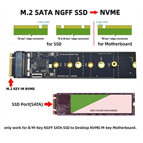 chenyang M.2 SSD SATA NGFF B+M Key to NVME M-Key Expansion Card Converter Adapter JMB582 Chipset for Motherboard 2230/2242/2260/2280/22110 - Image 3