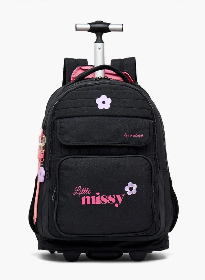ليتل ميسي Printed School Trolley Bag For Girls 13+ Years With Front Utility Pocket