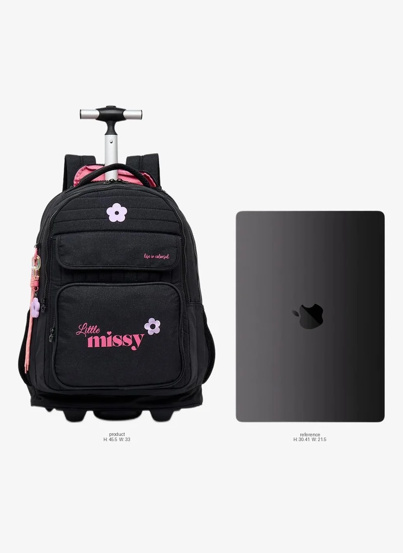 ليتل ميسي Printed School Trolley Bag For Girls 13+ Years With Front Utility Pocket