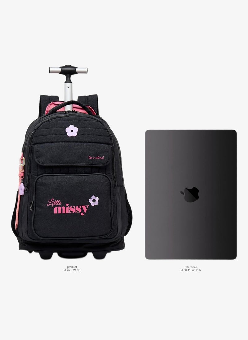 Little Missy Printed School Trolley Bag For Girls 13+ Years With Front Utility Pocket - Image 2