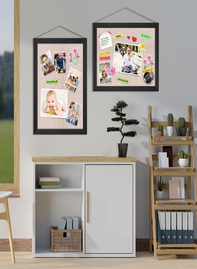 Teling 6 Pack Wood Bulletin Boards with Linen 12''x 16'' Cork Board for Walls with 60 Pushpin Decorative Hanging Pin Board Wood Framed Display Bulletin Board for Room School Office Bedroom (Black) - Image 5