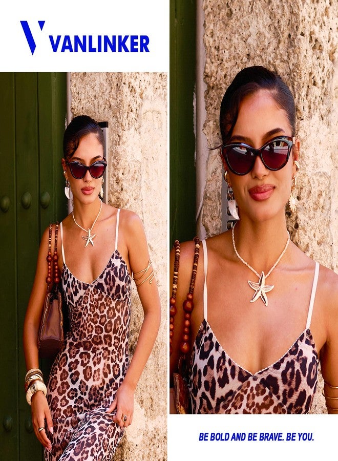 VANLINKER Retro Cat Eye Sunglasses for Women Polarized Vintage Cateye Shades VL9845,Tortoise - Image 2