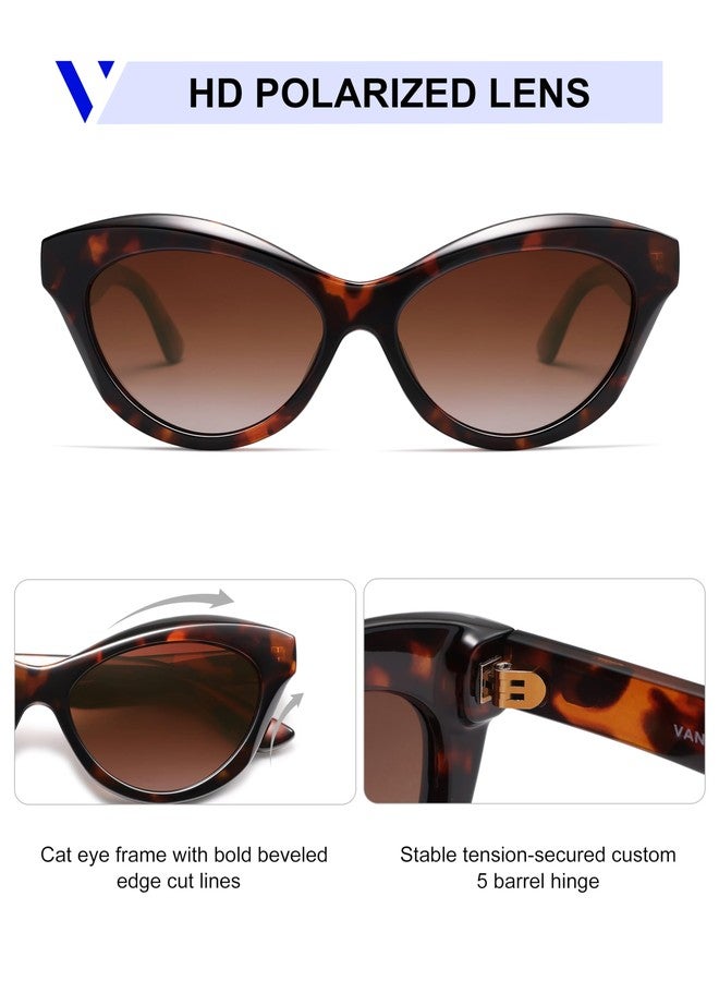 VANLINKER Retro Cat Eye Sunglasses for Women Polarized Vintage Cateye Shades VL9845,Tortoise - Image 4