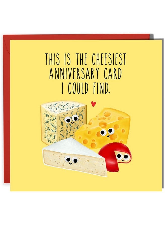 Central 23 Cheesiest Anniversary Card For Her Hand Illustrated Cute Quirky Eco Friendly Blank Inside Comes With Stickers - Image 1