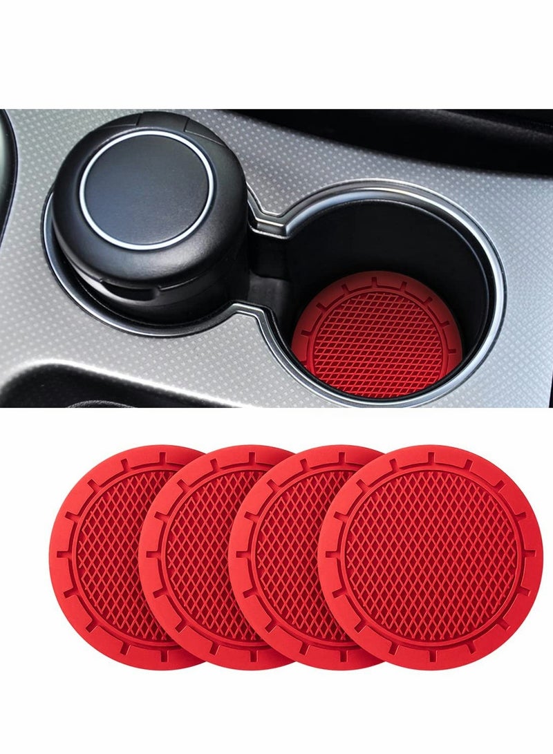 KASTWAVE Car Cup Holder Coaster, 4 Pack 2.75 Inch Diameter Non-Slip Universal Insert, Durable, Suitable for Most Interior, Accessory Women and Men (Red) - Image 1