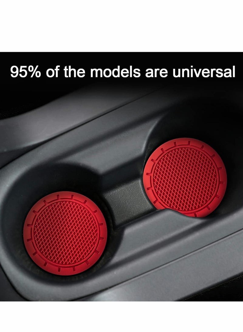 KASTWAVE Car Cup Holder Coaster, 4 Pack 2.75 Inch Diameter Non-Slip Universal Insert, Durable, Suitable for Most Interior, Accessory Women and Men (Red) - Image 4