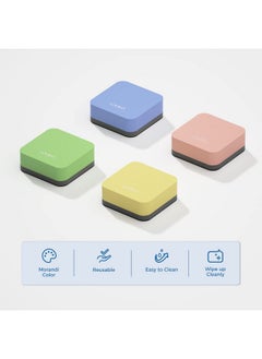 Loukin Mini Magnetic Dry Erase Eraser 12 Pack (1 Bottle Of 3.4 Oz Whiteboard Cleaner Included), Small White Board Eraser, Chalkboard Glass Board Erasers, For Classrooms, Home, Office (4 Colors)  - Image 1
