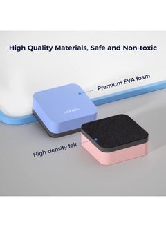 Loukin Mini Magnetic Dry Erase Eraser 12 Pack (1 Bottle Of 3.4 Oz Whiteboard Cleaner Included), Small White Board Eraser, Chalkboard Glass Board Erasers, For Classrooms, Home, Office (4 Colors)  - Image 2