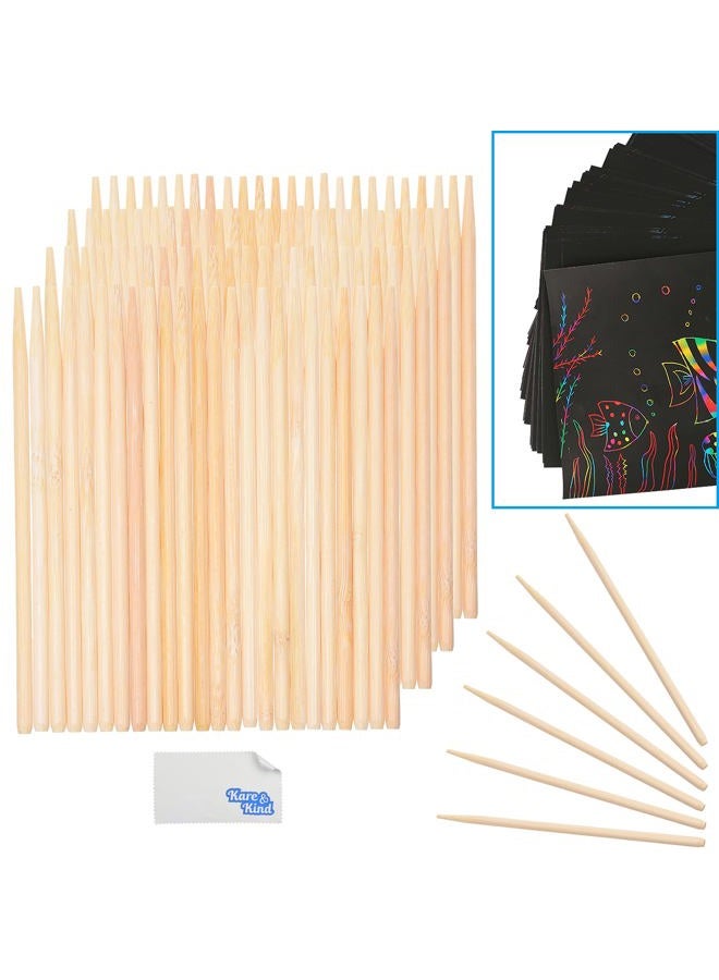 Kare Kind 100 PCS Bamboo Stylus for Scratch Art - Engraving Tool for Scratch Pads for Arts, Crafts, DIY Items - Also for Painting, Drawing - Image 2